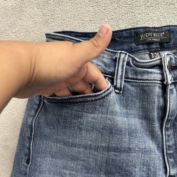 Judy Blue Jeans Womens 3 / 26 Boyfriend Fit Medium Wash Stretch Denim Distressed - Picture 11 of 16